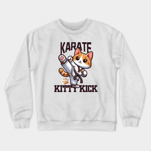 Karate Kitty Kick Crewneck Sweatshirt by LionKingShirts